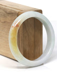Baikalla Natural Light Green & Sajin (Golden Dust) Jadeite Jade "Half Round" Bangle Bracelet (55.7mm) 