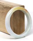Baikalla Natural Light Green & Sajin (Golden Dust) Jadeite Jade "Half Round" Bangle Bracelet (55.7mm) 