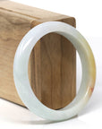 Baikalla Natural Light Green & Sajin (Golden Dust) Jadeite Jade "Half Round" Bangle Bracelet (55.7mm) 