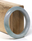 Baikalla Natural Oil-Green & Grey-Lavender Jadeite Jade "Half Round" Bangle Bracelet (54.2mm) 