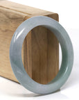 Baikalla Natural Oil-Green & Grey-Lavender Jadeite Jade "Half Round" Bangle Bracelet (54.2mm) 