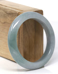 Baikalla Natural Oil-Green & Grey-Lavender Jadeite Jade "Half Round" Bangle Bracelet (54.2mm) 