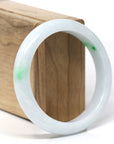 Baikalla Natural Apple-Green Patches Jadeite Jade "Half Round" Bangle Bracelet (57.7mm) 