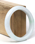 Baikalla Natural Apple-Green Patches Jadeite Jade "Half Round" Bangle Bracelet (57.7mm) 