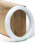 Baikalla Natural Apple-Green Patches Jadeite Jade "Half Round" Bangle Bracelet (57.7mm) 