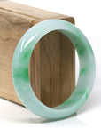 High-End Natural Vibrant Apple-Green Jadeite Jade "Half Round" Bangle Bracelet (56.8mm) 
