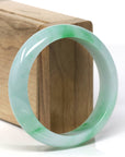 High-End Natural Vibrant Apple-Green Jadeite Jade "Half Round" Bangle Bracelet (56.8mm) 