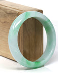 High-End Natural Vibrant Apple-Green Jadeite Jade "Half Round" Bangle Bracelet (56.8mm) 