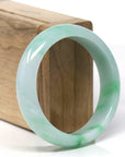 High-End Natural Vibrant Apple-Green Jadeite Jade "Half Round" Bangle Bracelet (56.8mm) 