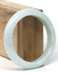 Baikalla Natural Light Green Jadeite Jade "Half Round" Bangle Bracelet (58.4mm) 