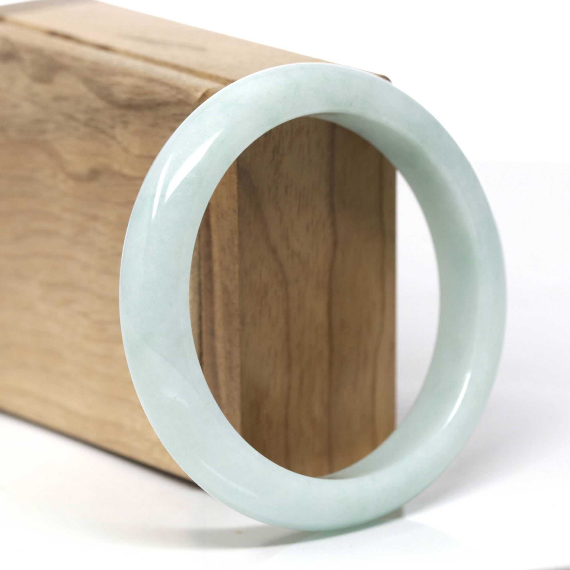 Baikalla Natural Light Green Jadeite Jade "Half Round" Bangle Bracelet (58.4mm) 