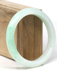 High-End Natural Light Apple-Green Jadeite Jade "Half Round" Bangle Bracelet (58.7mm) 