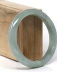 Baikalla Natural Oil-Green Jadeite Jade "Half Round" Bangle Bracelet (59.2mm) 