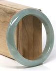 Baikalla Natural Oil-Green Jadeite Jade "Half Round" Bangle Bracelet (59.2mm) 