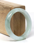 Baikalla Natural Oil-Green Patch Jadeite Jade "Half Round" Bangle Bracelet (53.3mm) 