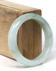 Baikalla Natural Oil-Green Patch Jadeite Jade "Half Round" Bangle Bracelet (53.3mm) 