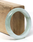 Baikalla Natural Oil-Green Patch Jadeite Jade "Half Round" Bangle Bracelet (53.3mm) 
