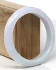 Baikalla Natural Light Lavender & Green Jadeite Jade "Half Round" Bangle Bracelet (60.6mm) 
