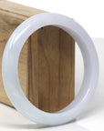 Baikalla Natural Light Lavender & Green Jadeite Jade "Half Round" Bangle Bracelet (60.6mm) 