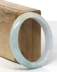 Baikalla Natural Light Blue-Green W/ Yellow Patch Jadeite Jade "Oval" Bangle Bracelet (56.3mm) 
