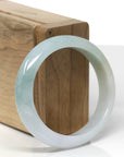 Baikalla Natural Light Blue-Green W/ Yellow Patch Jadeite Jade "Oval" Bangle Bracelet (56.3mm) 