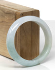 Baikalla Natural Light Blue-Green W/ Yellow Patch Jadeite Jade "Oval" Bangle Bracelet (56.3mm) 