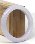 Baikalla Natural Light Lavender Jadeite Jade "Half Round" Bangle Bracelet (58.8mm) 