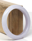Baikalla Natural Light Lavender Jadeite Jade "Half Round" Bangle Bracelet (58.8mm) 