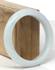 Baikalla Natural Light Green Jadeite Jade "Half Round" Bangle Bracelet (58.2mm) 