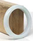 Baikalla Natural Light Green Jadeite Jade "Half Round" Bangle Bracelet (58.2mm) 