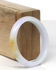 Baikalla Natural Light Lavender & Yellow Patch Jadeite Jade "Oval" Bangle Bracelet (52.7mm) 