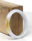 Baikalla Natural Light Lavender & Yellow Patch Jadeite Jade "Oval" Bangle Bracelet (52.7mm) 