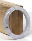 Baikalla Natural Light Lavender & Black Sesame Wuji Jadeite Jade "Half Round" Bangle Bracelet (55.9mm) 