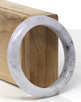 Baikalla Natural Light Lavender & Black Sesame Wuji Jadeite Jade "Half Round" Bangle Bracelet (55.9mm) 