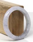 Baikalla Natural Light Lavender & Black Sesame Wuji Jadeite Jade "Half Round" Bangle Bracelet (55.9mm) 