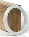 Baikalla Natural Light Green Jadeite Jade "Half Round" Bangle Bracelet (59mm) 