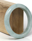 Baikalla Natural Light Blue-Green Jadeite Jade "Half Round" Bangle Bracelet (59.4mm) 