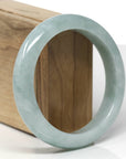 Baikalla Natural Light Blue-Green Jadeite Jade "Half Round" Bangle Bracelet (59.4mm) 
