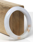 Baikalla Natural Light Lavender & Green W/ Sajin Jadeite Jade "Half Round" Bangle Bracelet (55mm) 