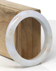 Baikalla Natural Light Lavender & Green W/ Sajin Jadeite Jade "Half Round" Bangle Bracelet (55mm) 