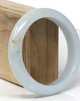 Baikalla Natural Light Blue-Green W/ Sajin (Golden Dust) Jadeite Jade "Half Round" Bangle Bracelet (60.5mm) 