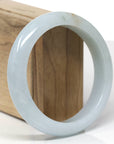 Baikalla Natural Light Blue-Green W/ Sajin (Golden Dust) Jadeite Jade "Half Round" Bangle Bracelet (60.5mm) 