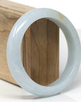 Baikalla Natural Light Blue-Green W/ Sajin (Golden Dust) Jadeite Jade "Half Round" Bangle Bracelet (60.5mm) 