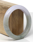 Baikalla Natural Light Lavender & Light Oil-Green Jadeite Jade "Half Round" Bangle Bracelet (57.5mm) 