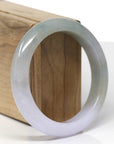 Baikalla Natural Light Lavender & Light Oil-Green Jadeite Jade "Half Round" Bangle Bracelet (57.5mm) 