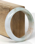 Baikalla Natural Icy Light Blue-Green & Orange Sajin (Golden Dust) Jadeite Jade "Half Round" Bangle Bracelet (56.3mm) 