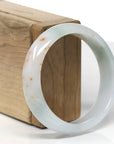 Baikalla Natural Icy Light Blue-Green & Orange Sajin (Golden Dust) Jadeite Jade "Half Round" Bangle Bracelet (56.3mm) 