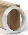 Baikalla Natural Icy Light Blue-Green & Orange Sajin (Golden Dust) Jadeite Jade "Half Round" Bangle Bracelet (56.3mm) 