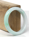 Baikalla Natural Apple-Green Patch Jadeite Jade "Half Round" Bangle Bracelet (53.9mm) 
