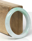 Baikalla Natural Apple-Green Patch Jadeite Jade "Half Round" Bangle Bracelet (53.9mm) 